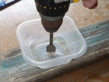 1 inch paddle bit to drill hole for Chicken Waterer